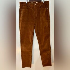 Women Brown Corduroy Ultra High Rise Skinny Pants Size 16